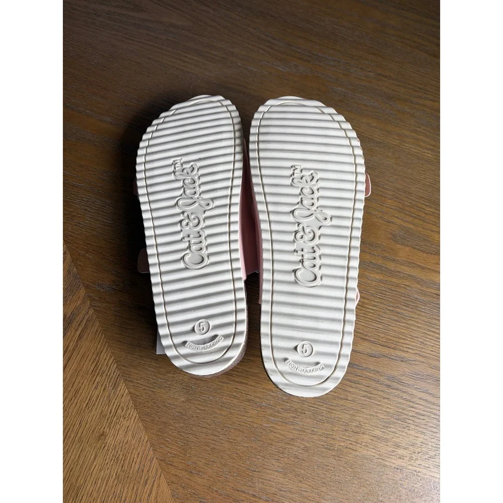 Cat & Jack Drew Pink Patent Pearl Buckle Slide Sandals Kids Size 5 NWT